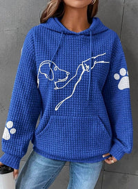 Aria | Women's Waffle Texture Dog Print Hoodie