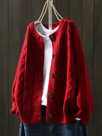 Deborah | Women's Relaxed Cable-Knit Button-Up Cardigan