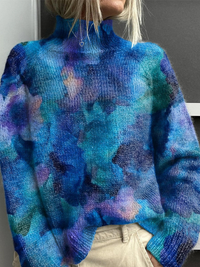 Cordelia | Women's Elegant Floral Pattern Turtleneck Sweater