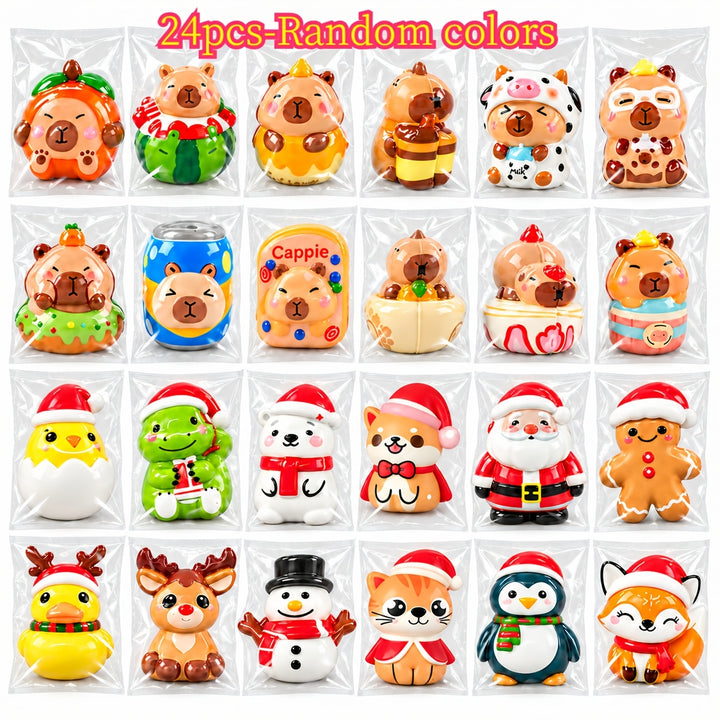 24pcs Christmas Squishy Capybara Advent Calendar