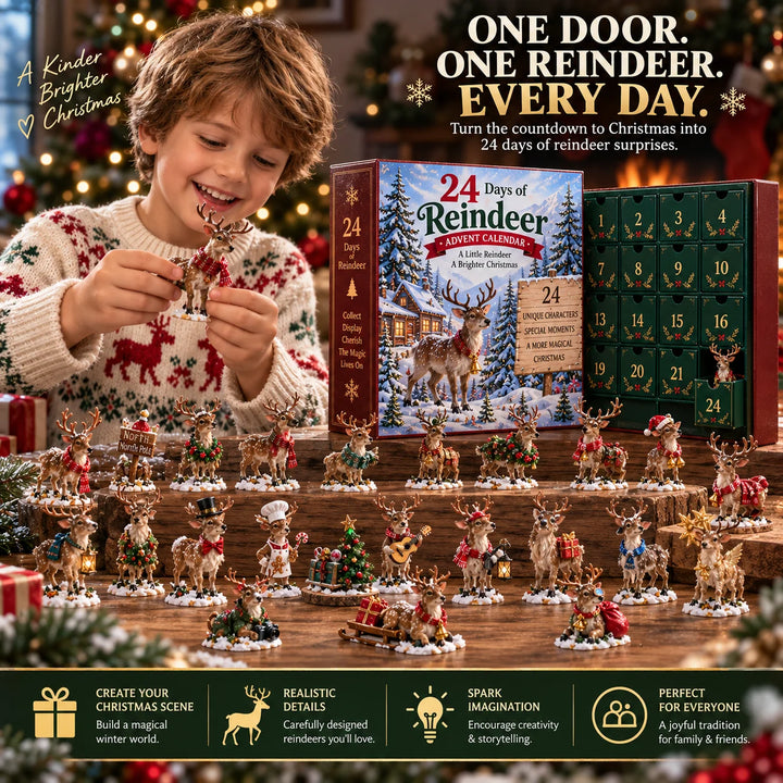 Reindeer Advent Calendar with 24 Collectible Figurines