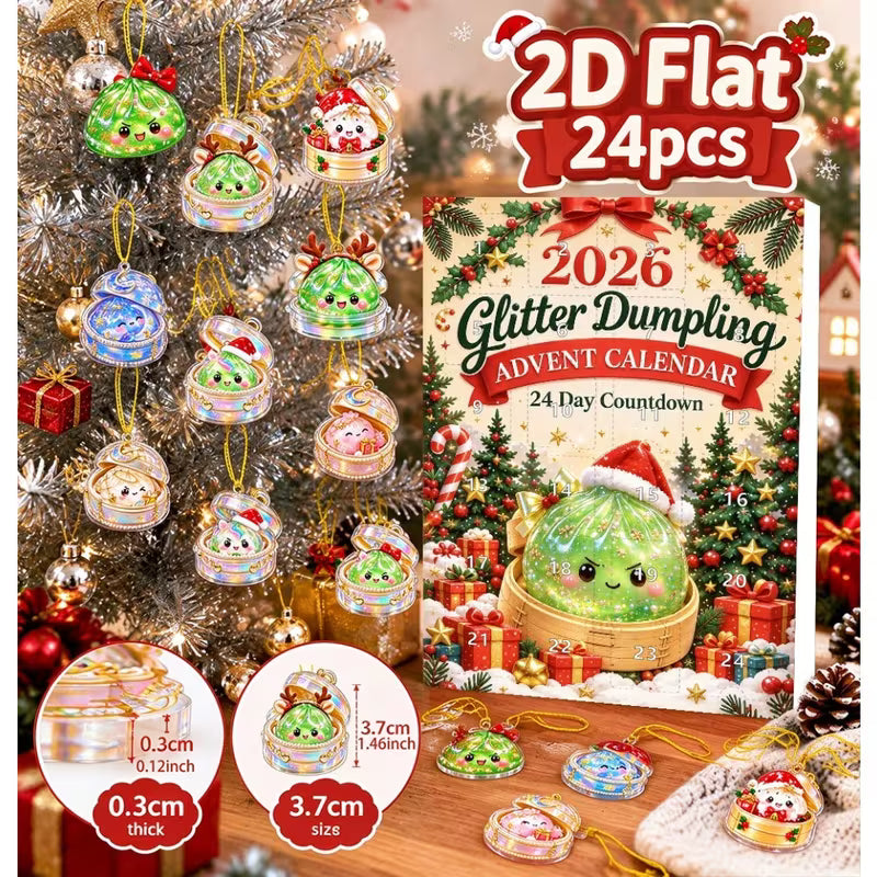 2D Flat 24pcs Glitter Dumpling Advent Calendar