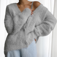 Alison | Women's Soft Fuzzy Button-Front Cardigan