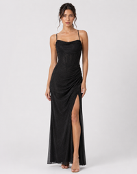 Verity | Women's Elegant Glitter Evening Maxi Dress