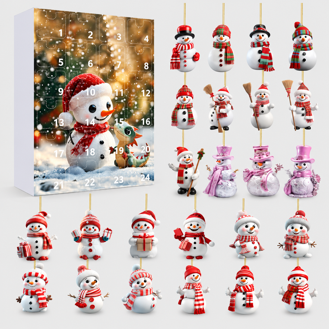 Festive Advent Calendar Ornament Set