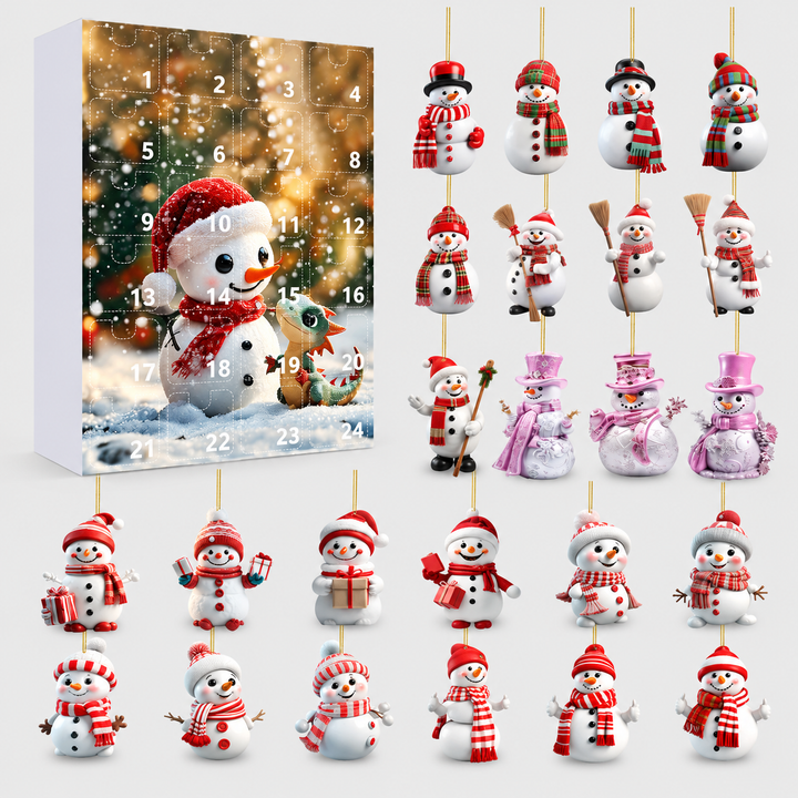Festive Advent Calendar Ornament Set