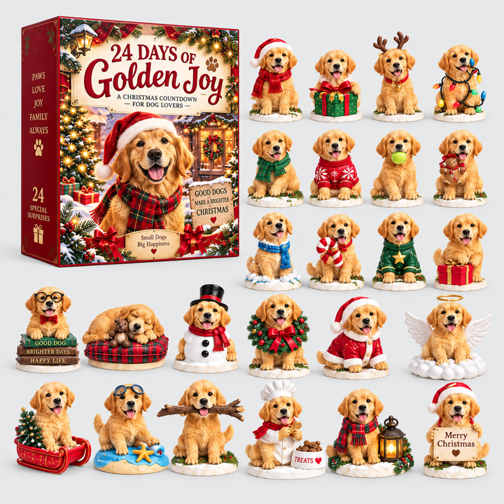 Golden Retriever Advent Calendar with 24 Festive Figurines