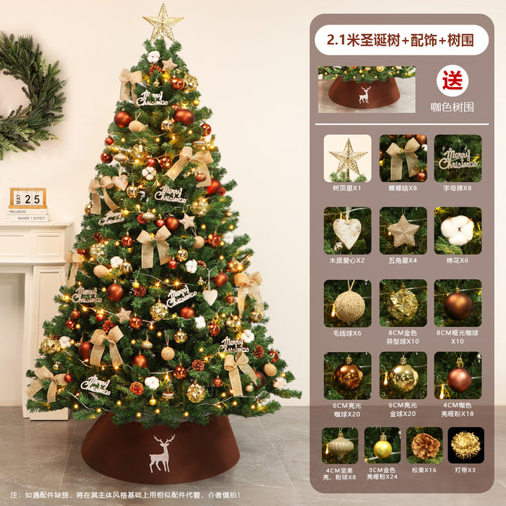 Decorated Artificial Christmas Tree with Gold Ornaments and Star Topper