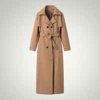 Juliet | Women's Double Breasted Long Camel Trench Coat