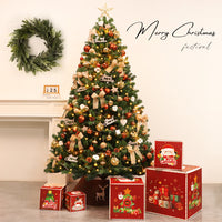 Decorated Artificial Christmas Tree with Gold Ornaments and Star Topper