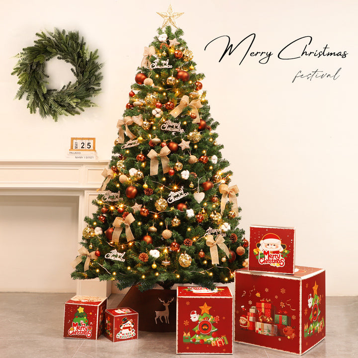 Decorated Artificial Christmas Tree with Gold Ornaments and Star Topper