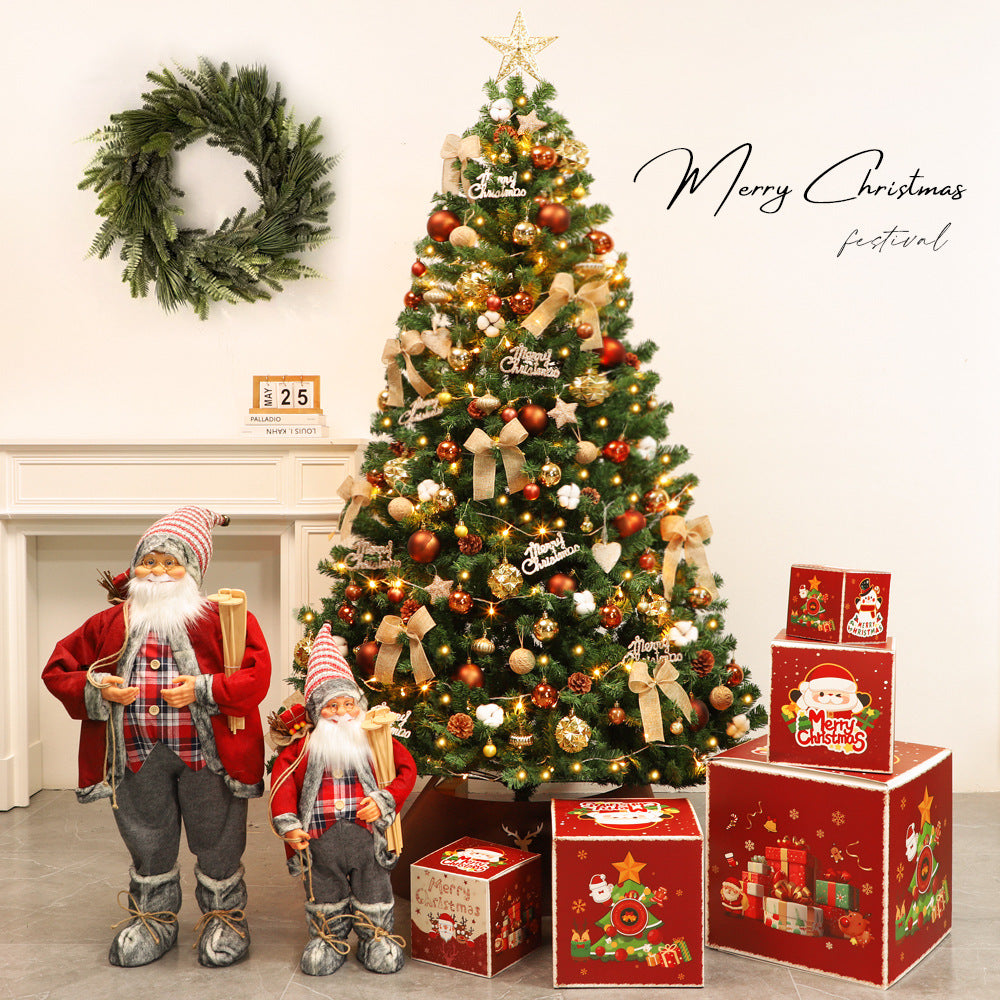Decorated Artificial Christmas Tree with Gold Ornaments and Star Topper