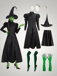 Women's Halloween Full Green Witch Costume