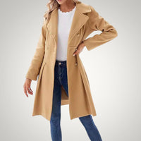 Daphne | Women's Tailored Pleated Camel Trench Coat