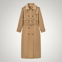 Beatrice | Women's Long Double Belted Camel Trench Coat