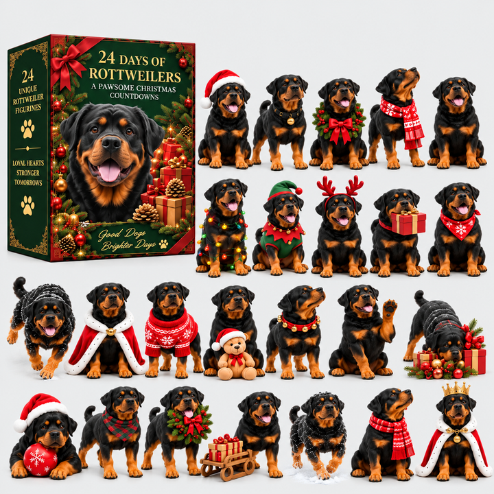 Rottweiler Advent Calendar with 24 Unique Figurines