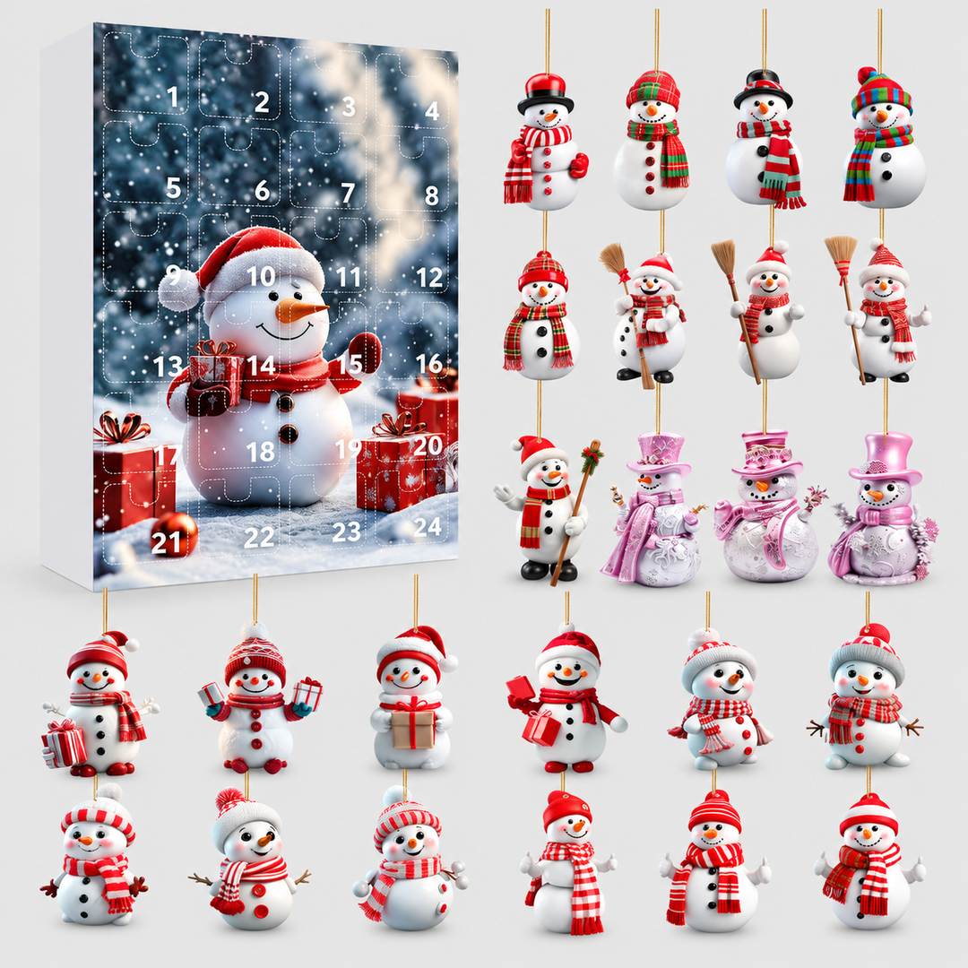 Festive Advent Calendar Ornament Set