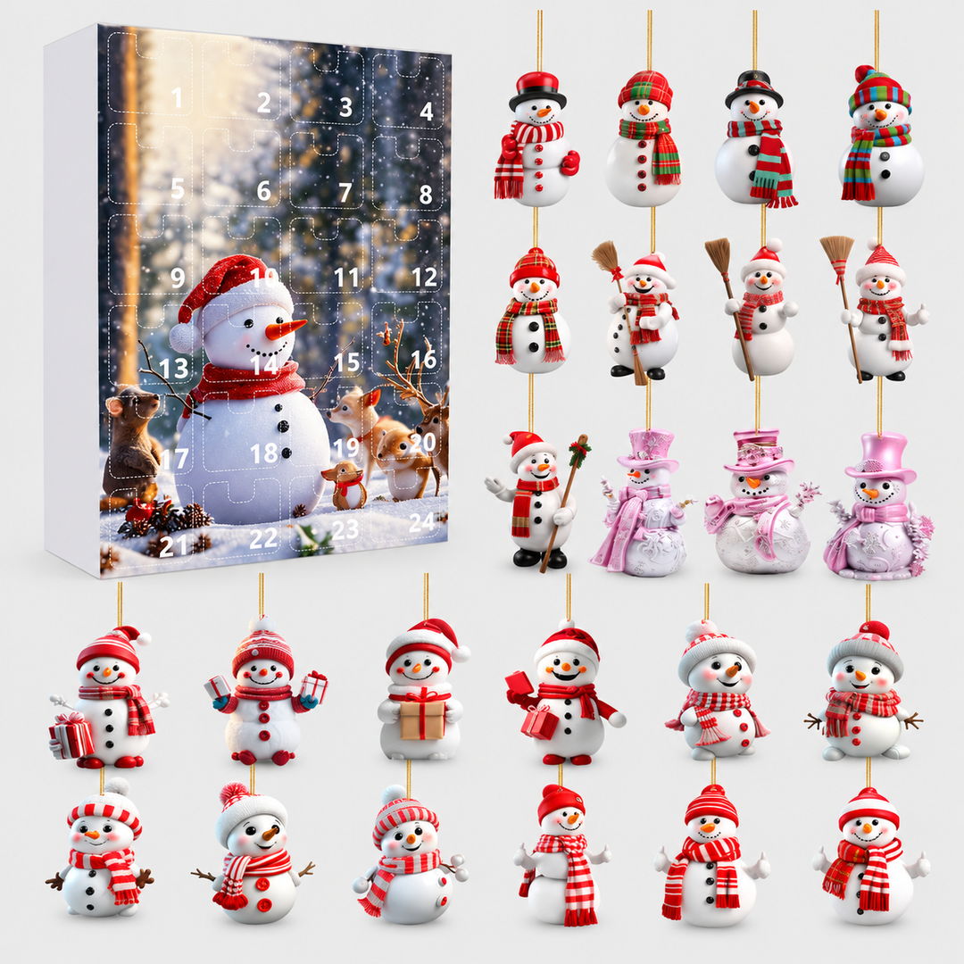Festive Advent Calendar Ornament Set