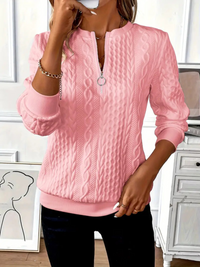 Holly | Women's Cable Knit Sweater With Zipper