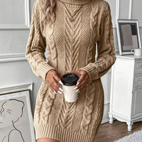 Alice | Women's Cable Knit Turtleneck Sweater Dress