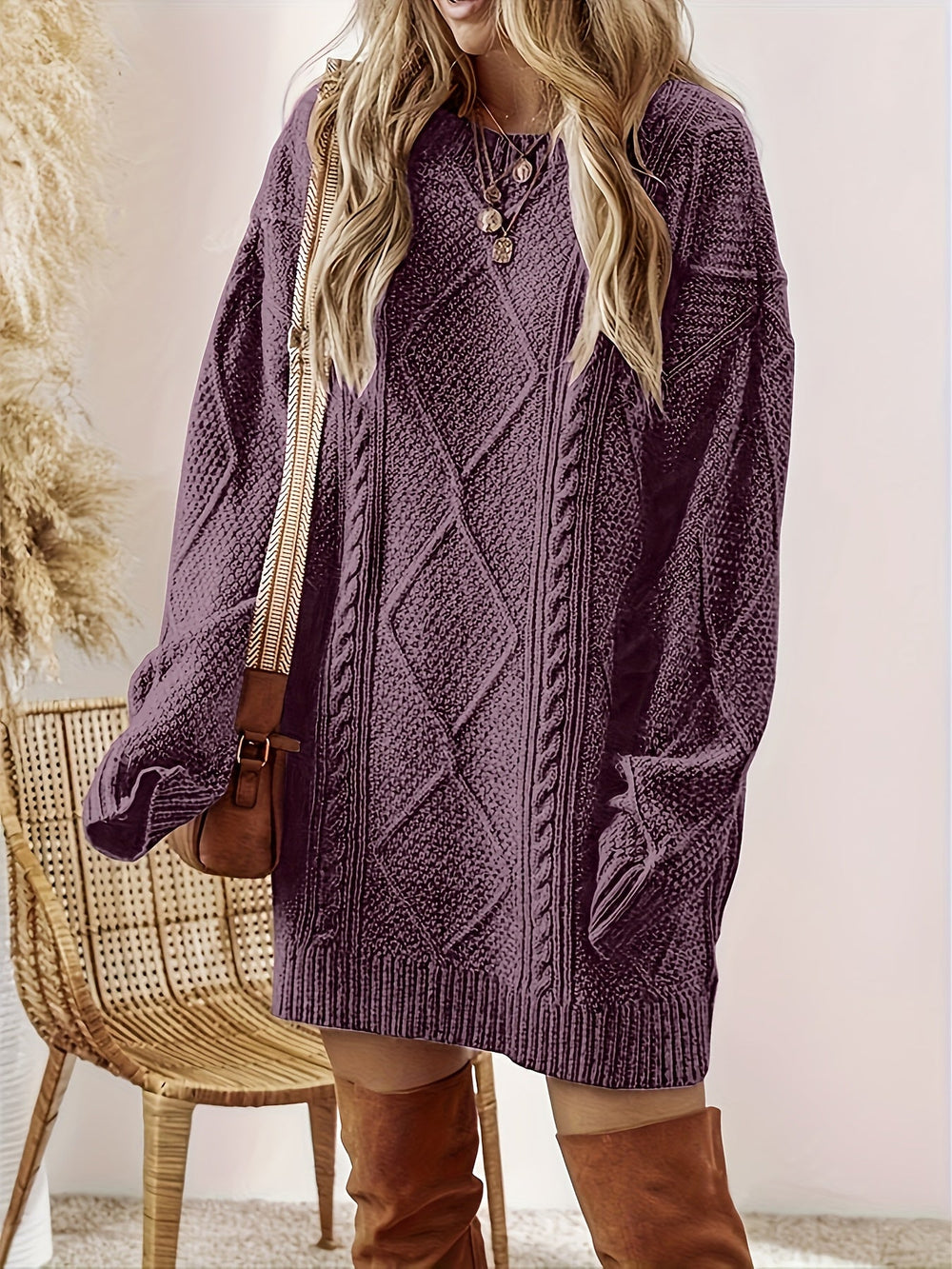 Alison | Women's Cozy Oversized Cable Knit Sweater Dress