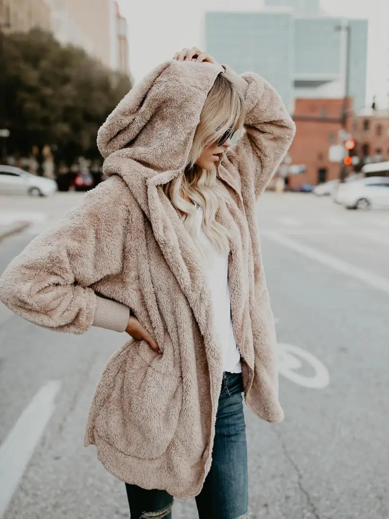 Amber | Women's Hooded Soft Fur Jacket