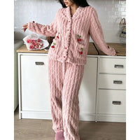 Angela | Women's Ruffle-Trim Cherry Two-Piece Pajama Set