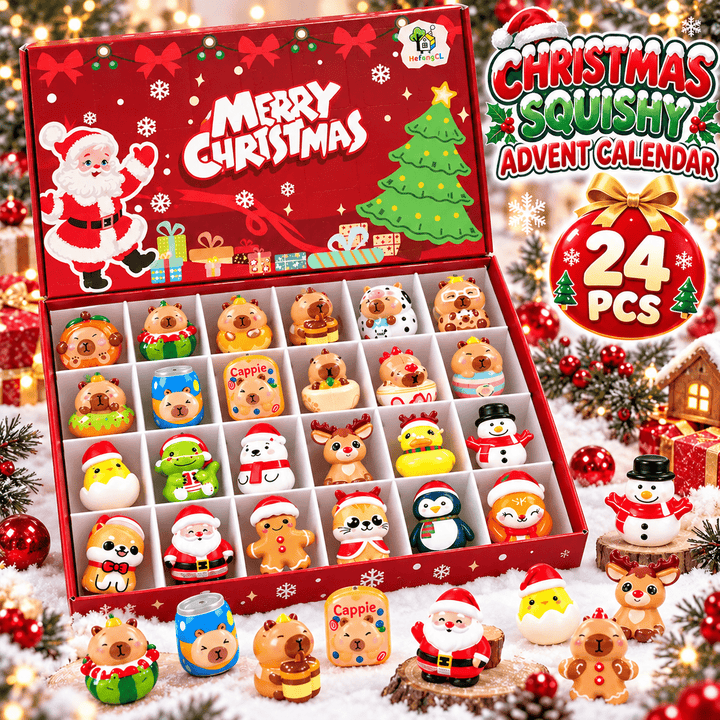 24pcs Christmas Squishy Capybara Advent Calendar