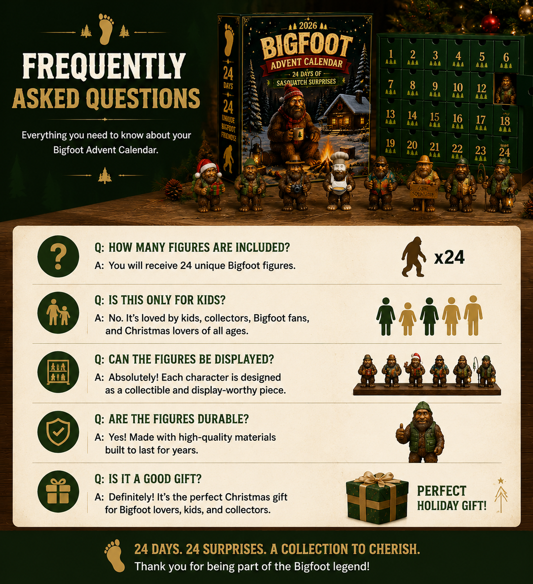 Bigfoot Advent Calendar Collectible Figures Set