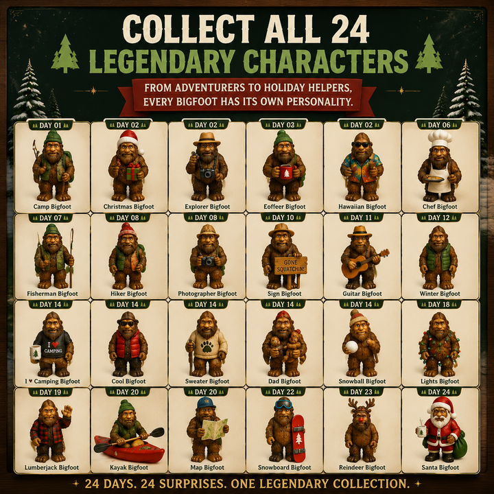Bigfoot Advent Calendar Collectible Figures Set