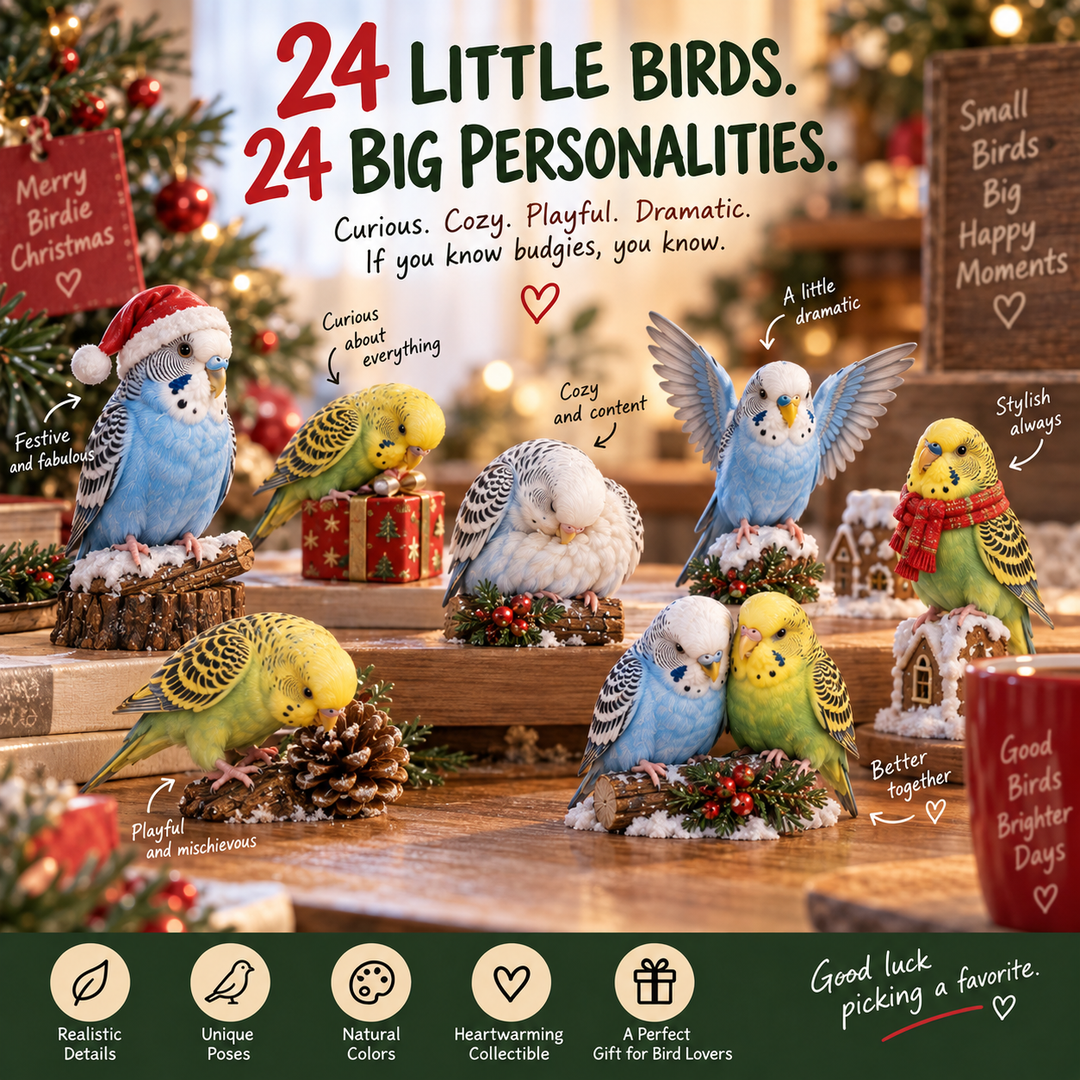 Budgie Advent Calendar 24 Collectible Bird Figurines