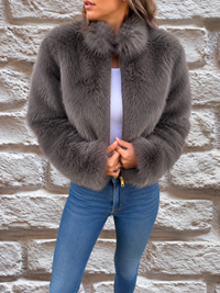Ella | Women's Faux Fur Cropped Winter Soft Teddy Coat
