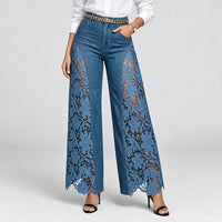 Caroline | Women's Embroidered Wide-Leg Jeans