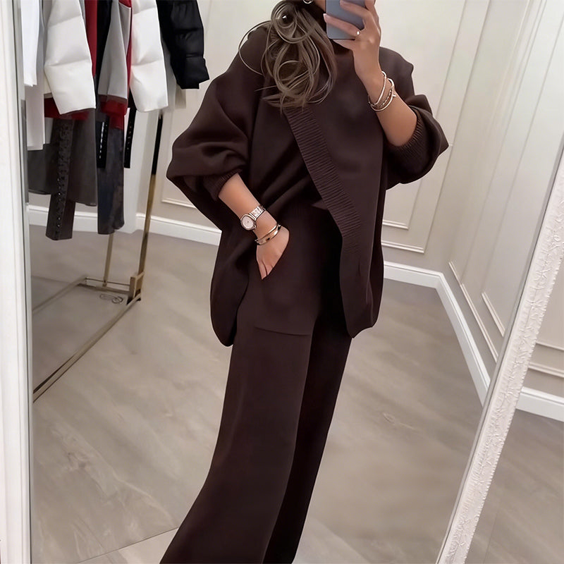 Carolyn | Women's Oversized Asymmetrical Knit Two-Piece Set
