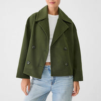 Cecily | Women's Boxy Double Breasted Wool Blend Pea Coat