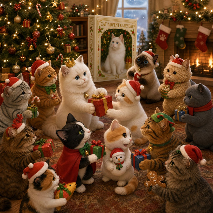 Charming Cat Advent Calendar with 24 Collectible Ornaments