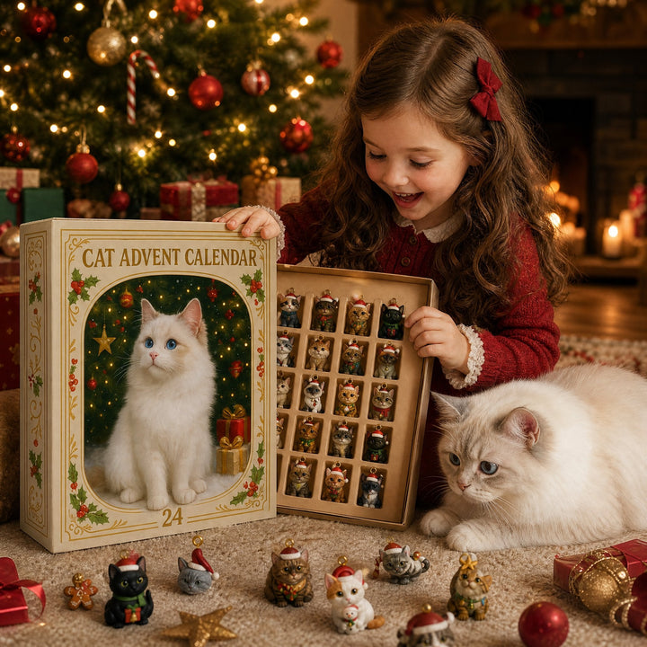 Charming Cat Advent Calendar with 24 Collectible Ornaments