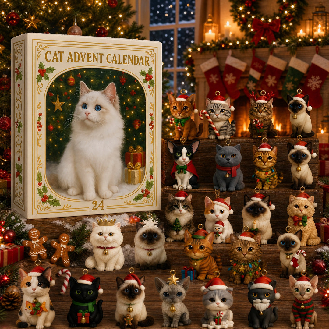 Charming Cat Advent Calendar with 24 Collectible Ornaments