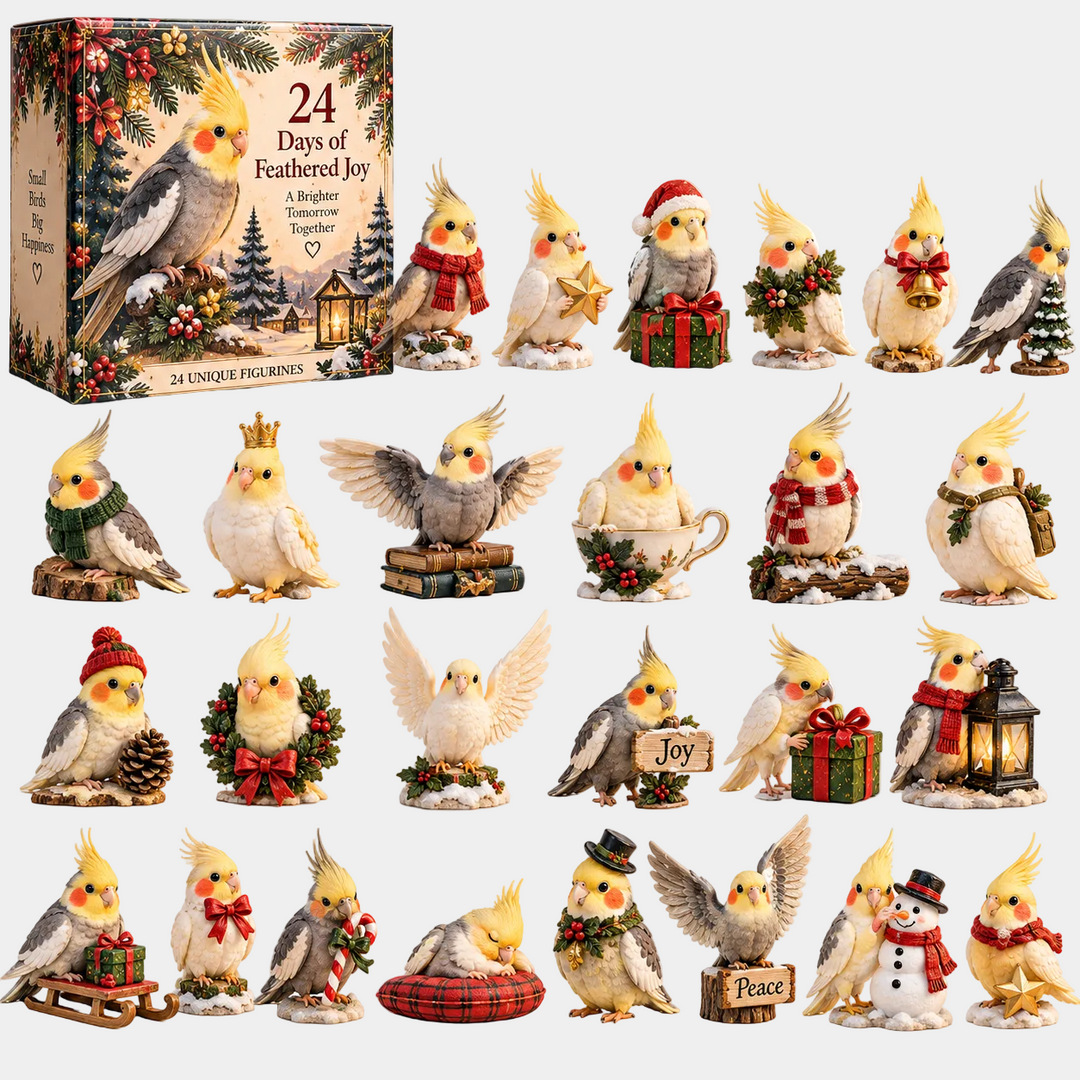 Charming Cockatiel Advent Calendar with 24 Unique Figurines