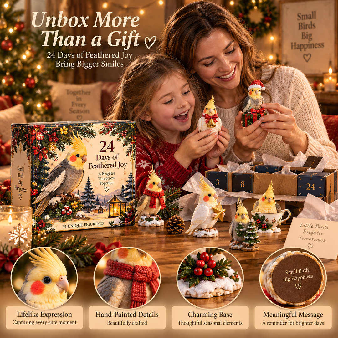 Charming Cockatiel Advent Calendar with 24 Unique Figurines