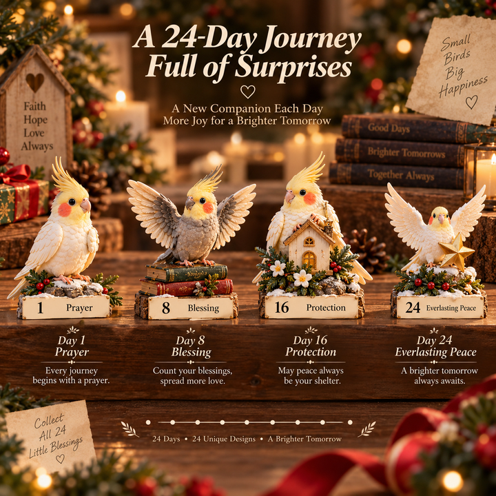 Charming Cockatiel Advent Calendar with 24 Unique Figurines