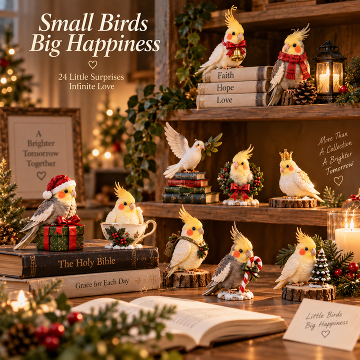 Charming Cockatiel Advent Calendar with 24 Unique Figurines