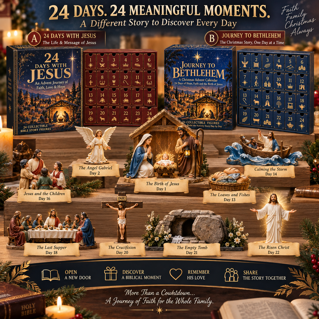 Christian Advent Calendar with 24 Collectible Biblical Figures