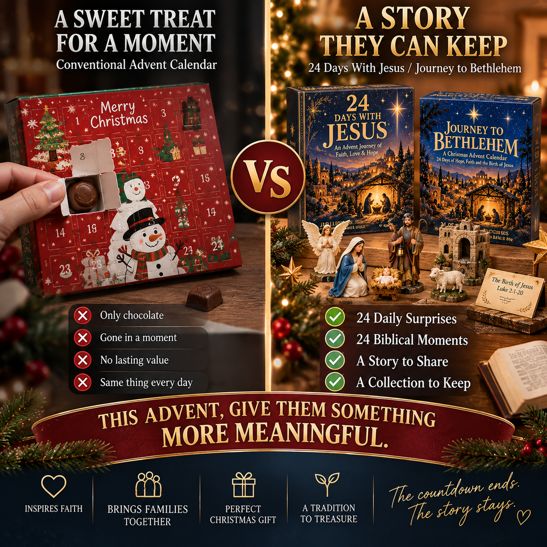 Christian Advent Calendar with 24 Collectible Biblical Figures