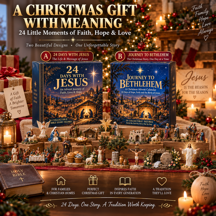Christian Advent Calendar with 24 Collectible Biblical Figures