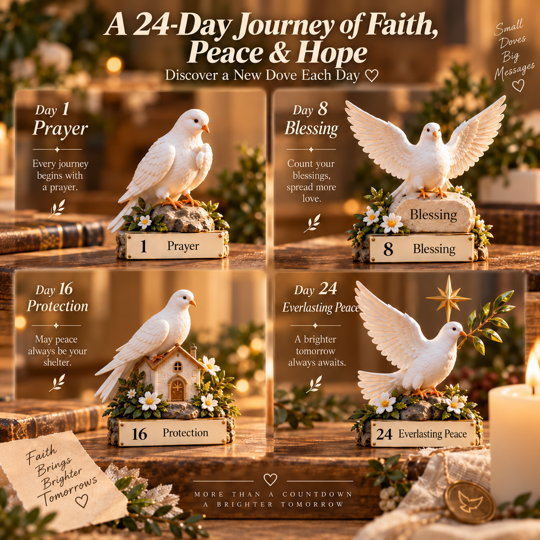 Christian Advent Calendar with 24 White Dove Figurines