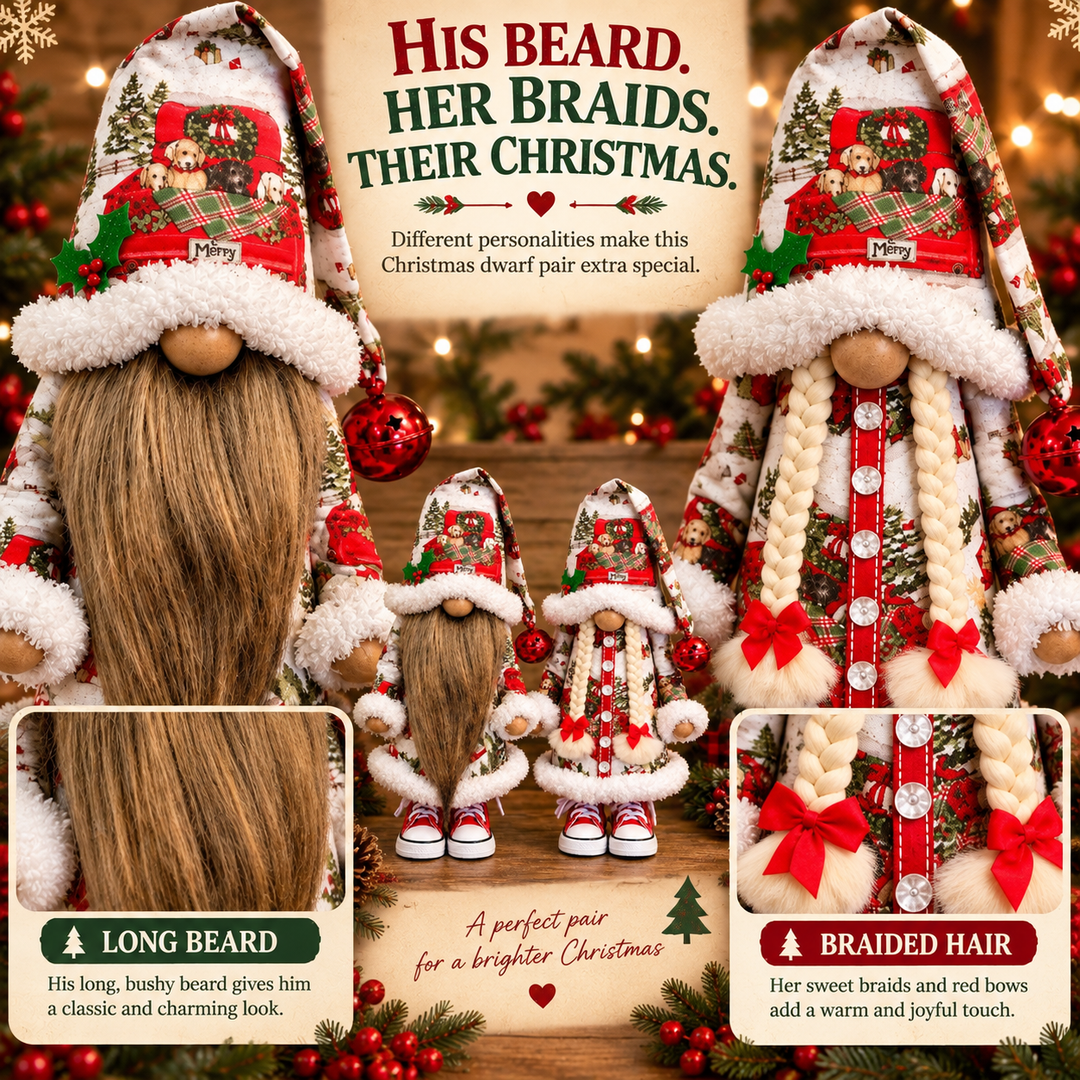 Christmas Gnomes Festive Bearded Pair