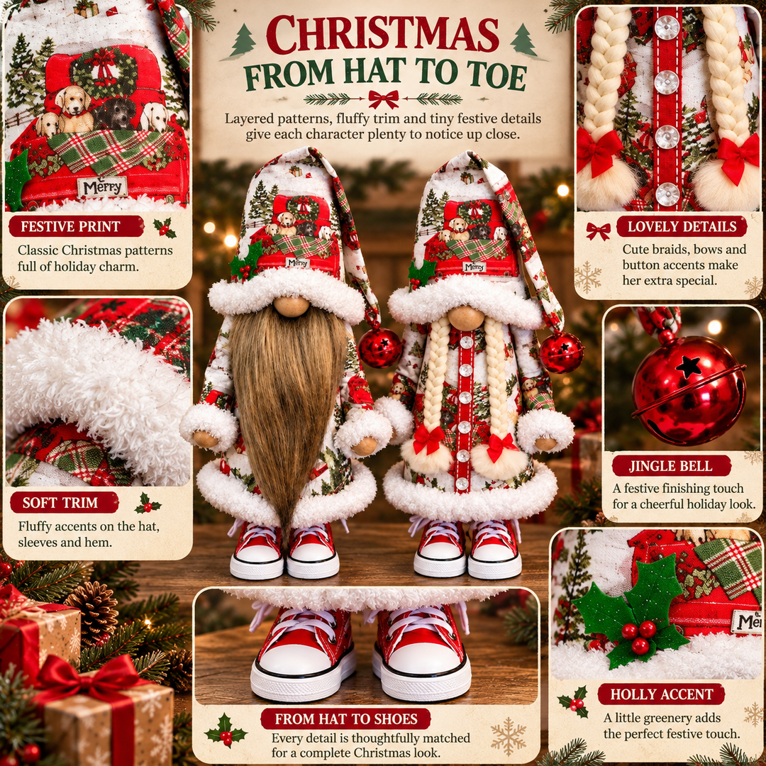 Christmas Gnomes Festive Bearded Pair