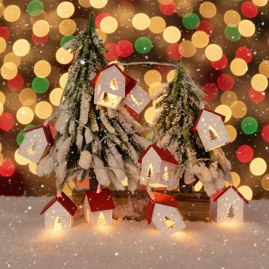 Christmas Light Up House String Lights with Warm White LED