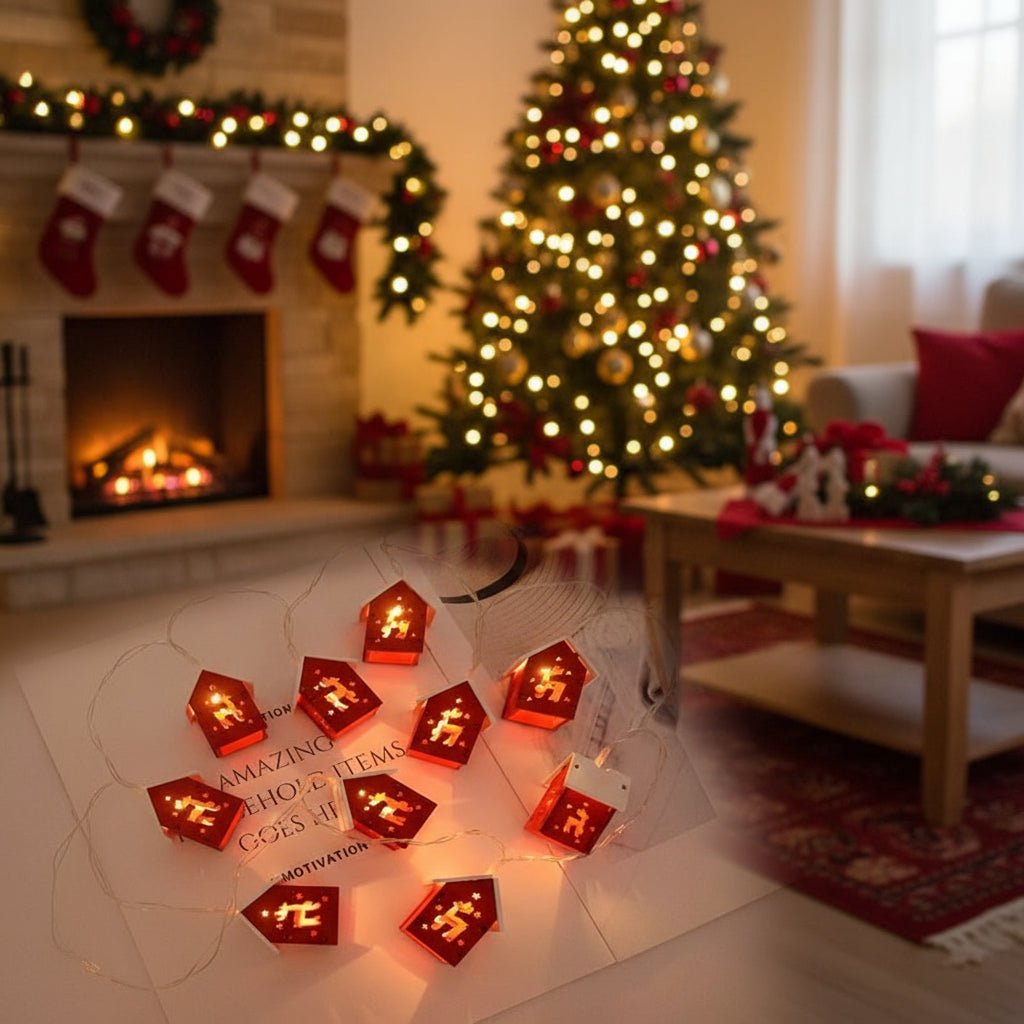 Christmas Light Up House String Lights with Warm White LED